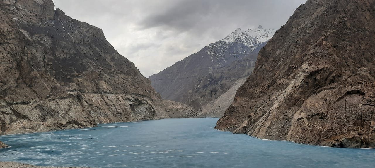Attabad Lake partly frozen in winter
