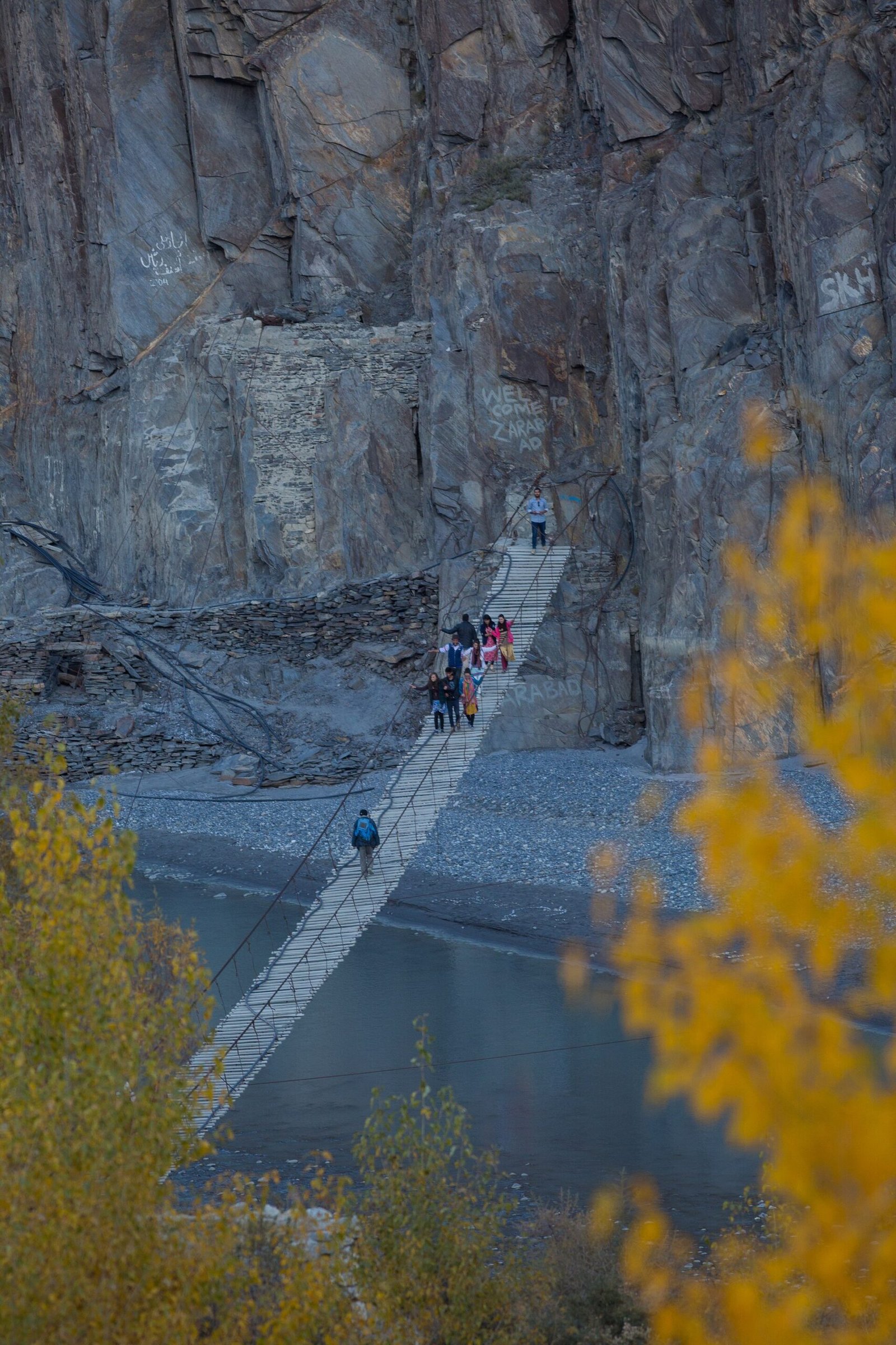 The Hussaini Suspension Bridge near Passu in Upper Hunza