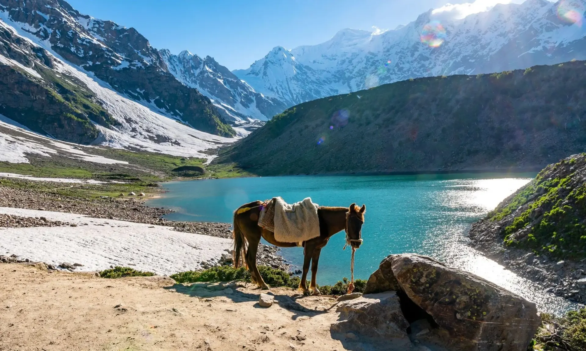 A horse beside Rama Lake in Astore Valley, Pakistan