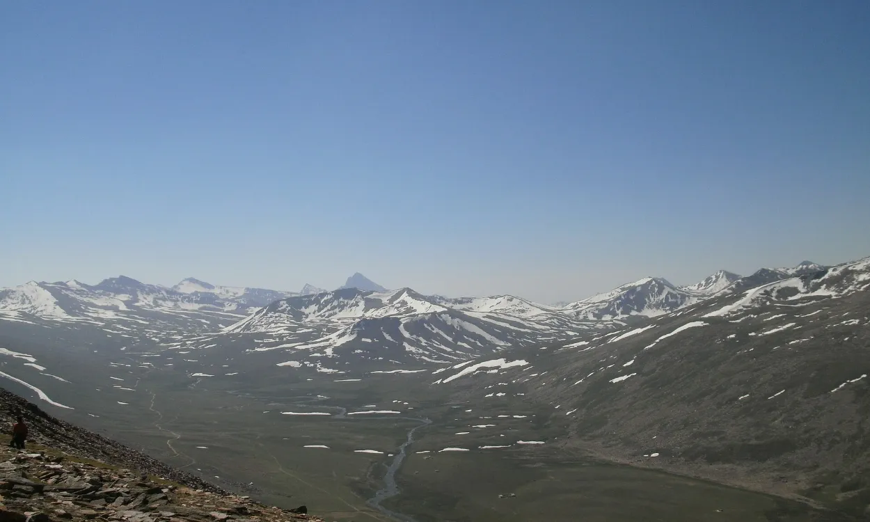 Snow-streaked mountains seen from the top of the Babusar Pass, Pakistan