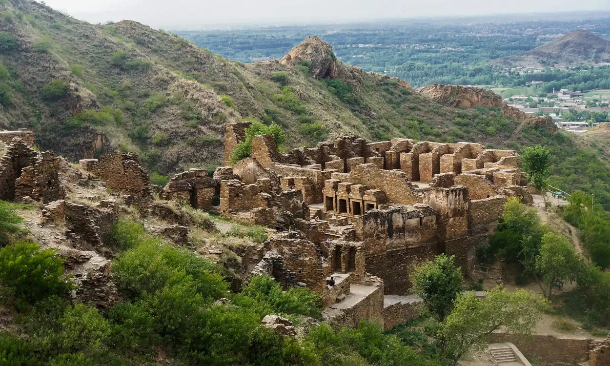 The ruins of the Takht-i-Bahi Buddhist monastery, a UNESCO World Heritage Site in Gandhara, Pakistan