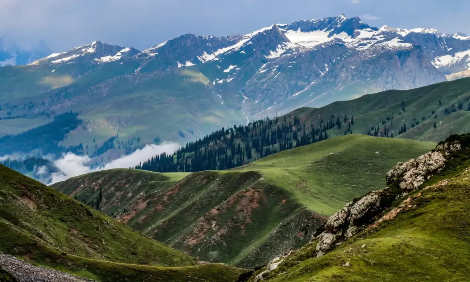 Green mountain valleys in northern Pakistan