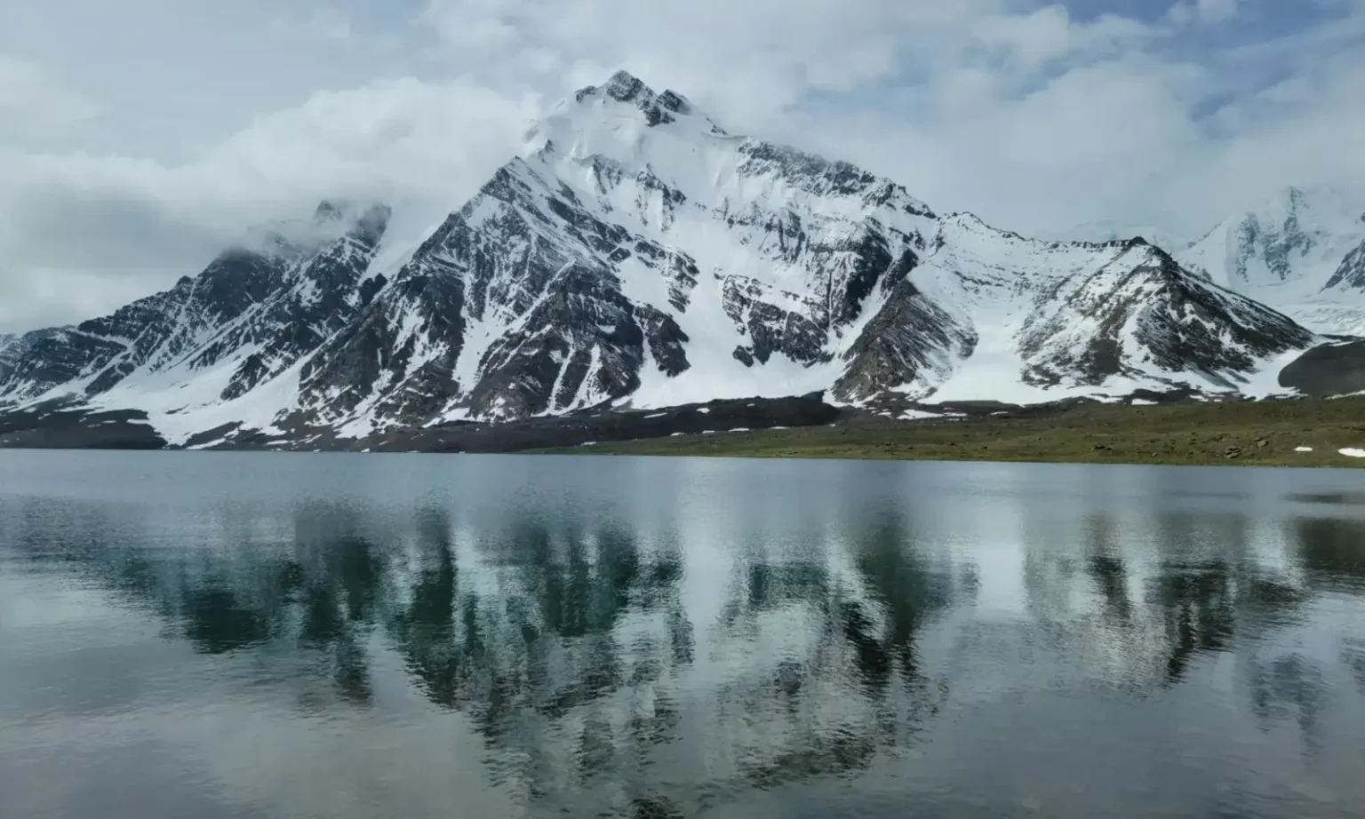 Mountain lake reflection in northern Pakistan
