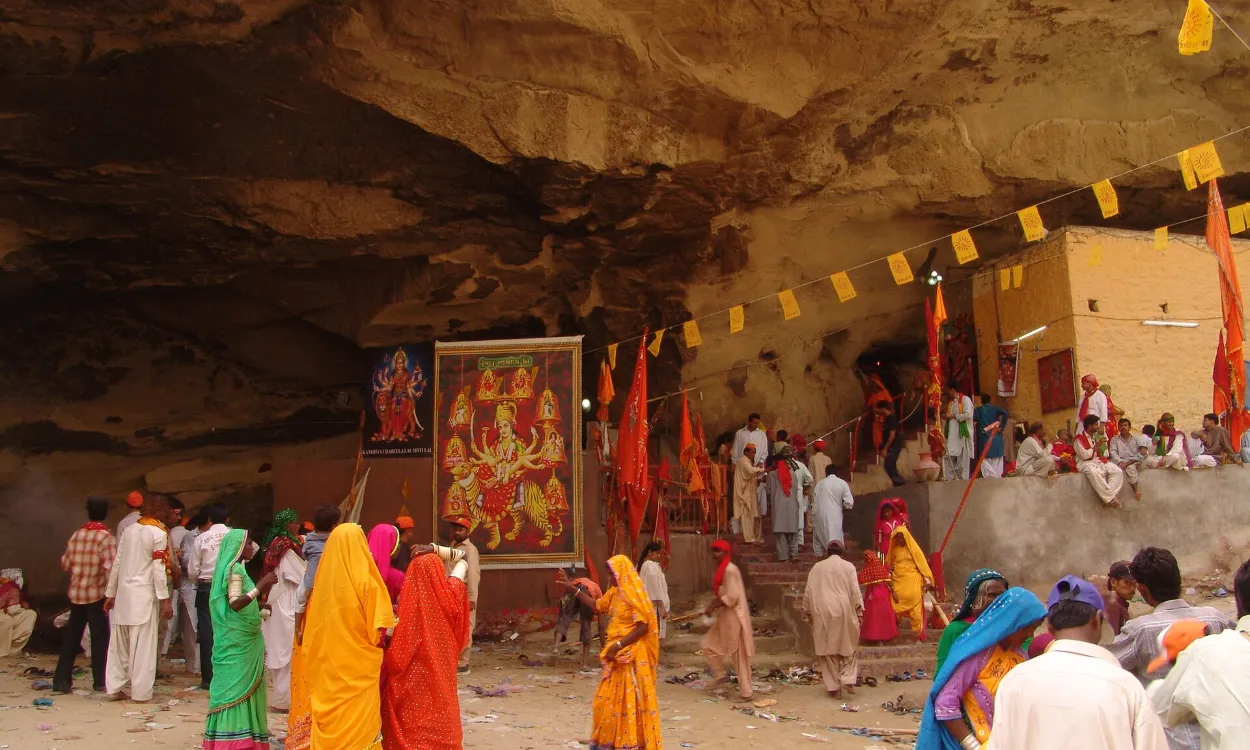 Pilgrims at the cave shrine of Hinglaj Mata in Hingol National Park, Balochistan, Pakistan