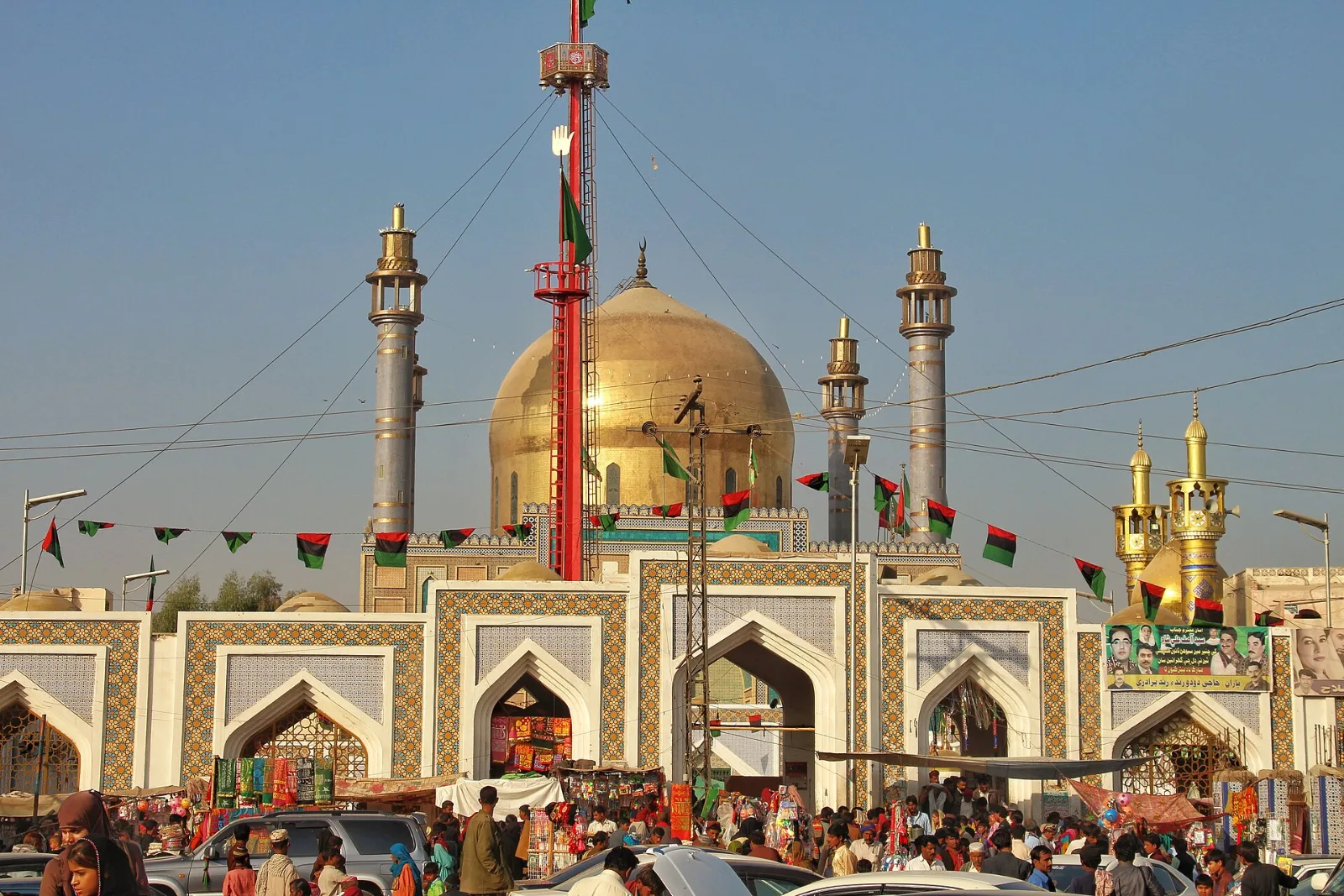 The golden dome of the shrine of Lal Shahbaz Qalandar in Sehwan Sharif, Sindh, Pakistan