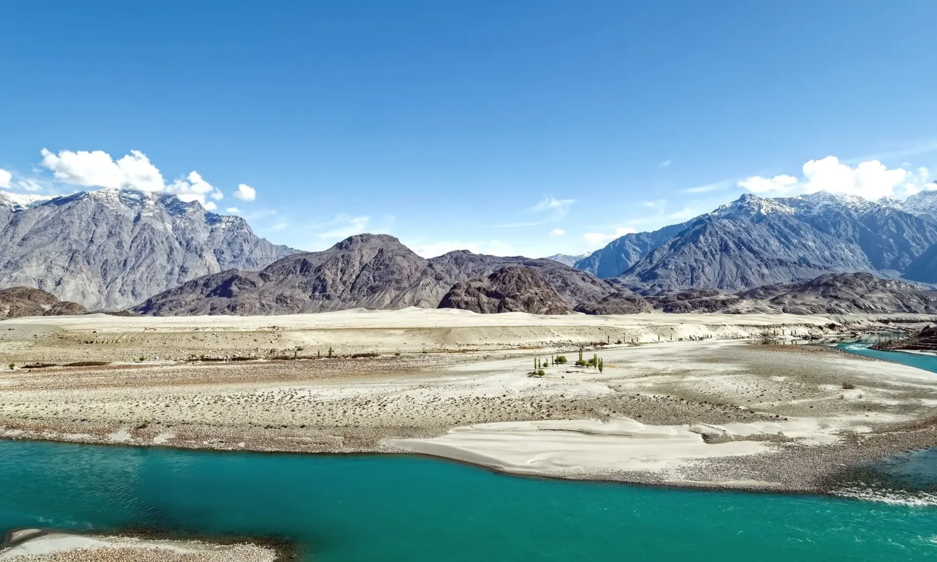 The Indus River and cold desert below the Karakoram near Skardu, Pakistan