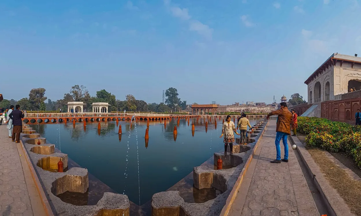 Pools and terraces of the Shalimar Gardens, a UNESCO World Heritage Site in Lahore, Pakistan