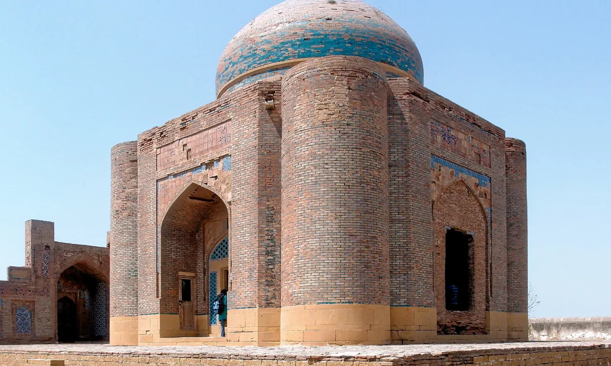 A tiled-dome tomb at the Makli Necropolis, a UNESCO World Heritage Site near Thatta, Sindh