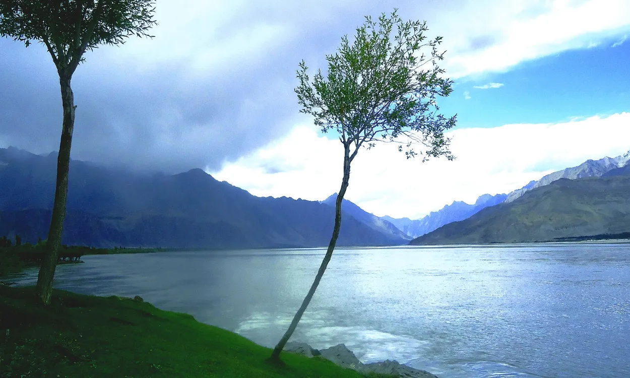 The Indus River and mountains near Skardu city, Gilgit-Baltistan, Pakistan