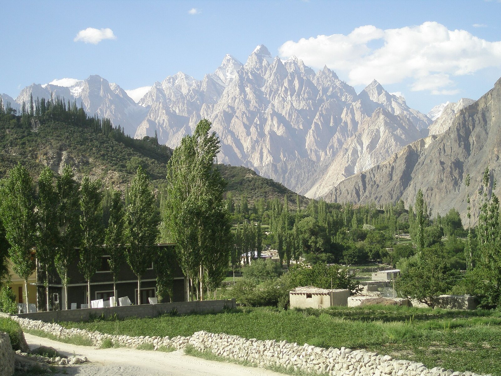 Upper Hunza: Gulmit village in Gojal with the Karakoram peaks behind